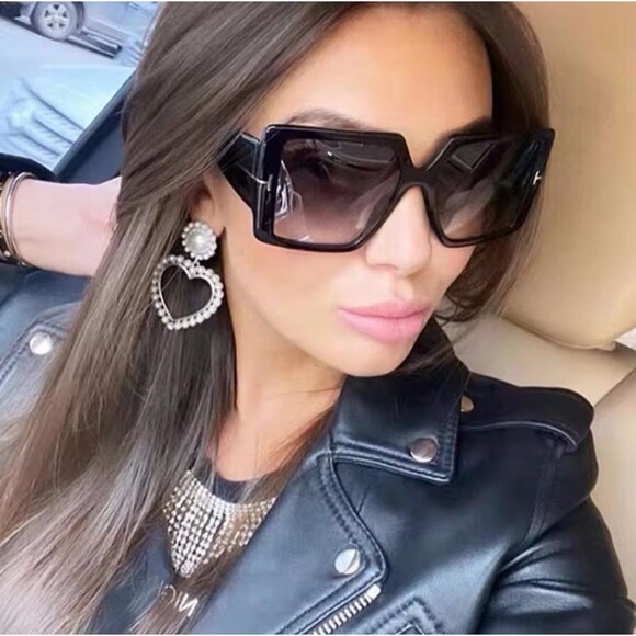 Square Sunglasses Woman Black Oversized Sun Glasses Female Retro Vintage Big - Picture 3 of 11